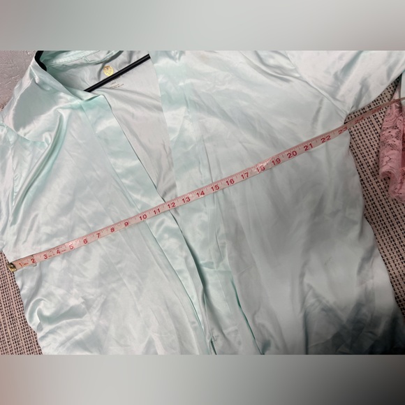 Macbeth Collection Liquorish satin blossom robe in mint and pink NWT sz Large - Picture 6 of 8